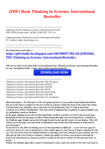 READ [EBOOK] PDF Thinking in Systems: International Bestseller 