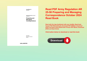 Read PDF Army Regulation AR 25-50 Preparing and Managing Correspondence October 2024 Read Book