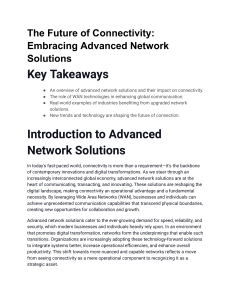 Advanced Network Solutions: Connectivity & Future Trends