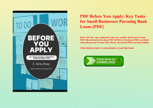 PDF Before You Apply Key Tasks for Small Businesses Pursuing Bank Loans [PDF] 