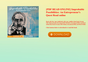 [PDF READ ONLINE] Improbable Possibilities An Entrepreneur's Quest Read online