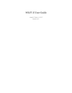 WSJT-X User Guide: Weak Signal Radio Communication