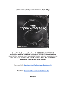 Download (PDF) The Syndicater (Dark Verse, #6) BY: RuNyx