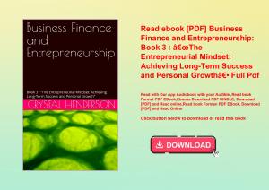 Read ebook [PDF] Business Finance and Entrepreneurship Book 3  Ã¢Â€ÂœThe Entrepreneurial Mindset Ach