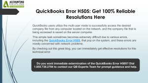 Fixing QuickBooks Error Code H505: Expert Solutions