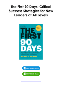 Read (pdf) Book The First 90 Days: Critical Success Strategies for New Leaders at All Levels By Michael D. Watkins