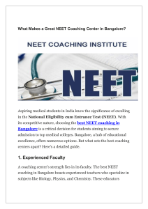 What Makes a Great NEET Coaching Center in Bangalore