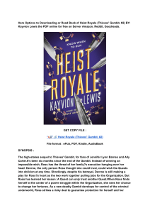 (DOWNLOAD) (PDF) Heist Royale (Thieves' Gambit, 2) By Kayvion Lewis