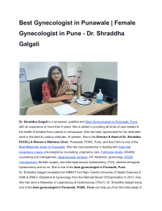 Best Gynecologist in Punawale   Female Gynecologist in Pune - Dr. Shradhha Galgali