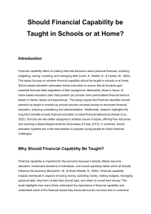 Financial Capability: School vs Home Education