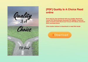 [PDF] Quality Is A Choice Read online