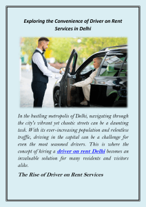 Exploring the Convenience of Driver on Rent Services in Delhi