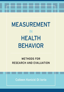 READ Measurement in Health Behavior Methods for Research and Evaluation