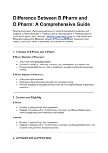 Difference Between B.Pharm and D.Pharm