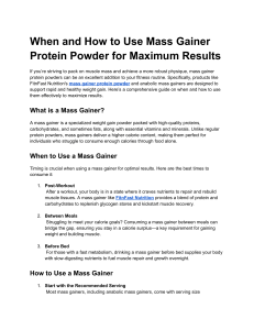 When and How to Use Mass Gainer Protein Powder for Maximum Results