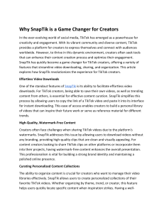 Why SnapTik is a Game Changer for Creators