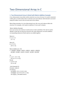 Two-Dimensional Arrays in C: Matrix Addition Tutorial