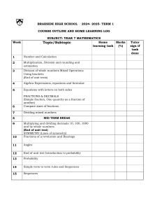 Year 7Course Outline Term 1