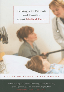 BOOK Talking with Patients and Families about Medical Error A Guide for Education and 