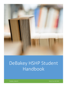 DeBakey HSHP Student Handbook 2022-2023