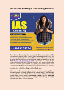 The Role of E-Learning in IAS Coaching Evolution