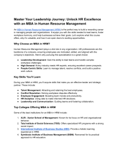 Master Your Leadership Journey  Unlock HR Excellence with an MBA in Human Resource Management