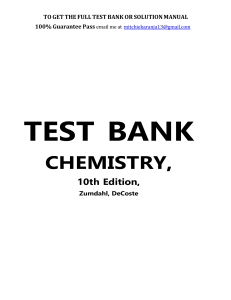 Test Bank for Chemistry 10th Edition by Steven S. Zumdahl, Susan A. Zumdahl , Donald J. DeCoste