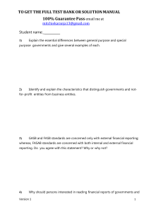 Test Bank For Accounting for Governmental and Nonprofit Entities 19th Jacqueline L Reck, Daniel Neely, Suzanne Lowensohn 100% Guarantee Pass