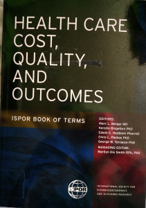 BOOKS Health Care Cost Quality and Outcomes ISPOR Book of Terms