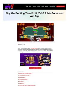 Play the Exciting Teen Patti 20-20 Table Game and Win Big!