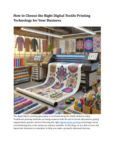 How to Choose the Right Digital Textile Printing Technology for Your Business