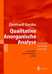 BOOKS Qualitative Anorganische Analyse Ein Begleiter für Theorie und Praxis German 