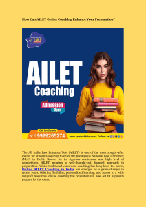 How Can AILET Online Coaching Enhance Your Preparation