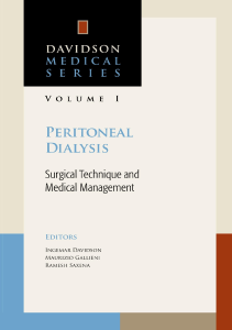 READ Peritoneal Dialysis Surgical Technique and Medical Management The Davidson 