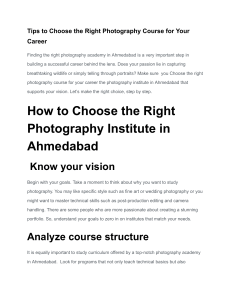 Tips to Choose the Right Photography Course for Your Career