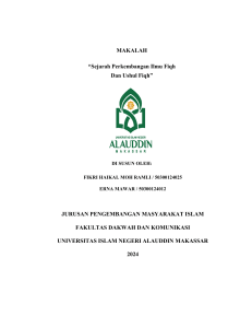 Sejarah Perkembangan Ilmu Fiqh dan Ushul Fiqh