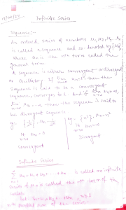 Infinite Series Lecture Notes