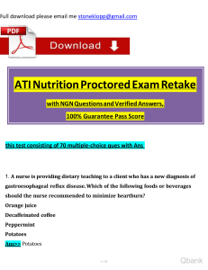 (2023 - 2024) ATI Nutrition Proctored Retake Exam with NGN Questions and Verified Rationalized Answers, 100 Guarantee Pass watermark