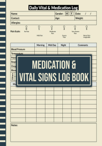 EBOOK Medication Vital Signs Log Book Daily Health Monitoring Journal record Blood 