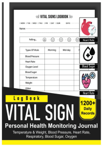 READ Vital Signs Log Book Multi Symptom Tracker Log for Monitoring Blood Pressure 