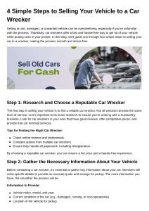 4 Simple Steps to Selling Your Vehicle to a Car Wrecker