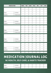 BOOKS Medication Journal Log Weekly Medication Tracker to Record Your Medicines 