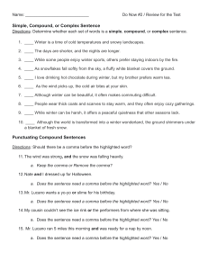 Sentence Structure & Punctuation Worksheet