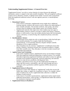 Understanding Supplemental Science