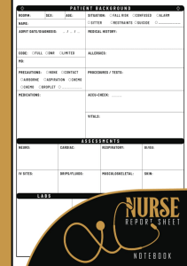 BOOKS Nurse Report Sheet Notebook Nursing Report Form to Complete to Help Nurses Keep 