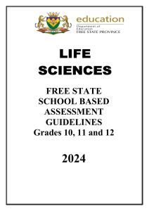 Life Sciences Assessment Guidelines, Free State