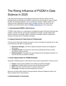 The Rising Influence of PGDM in Data Science in 2025