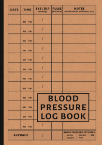 BOOK Blood Pressure Log Notebook Simple Daily Blood Pressure Log Book to Control 