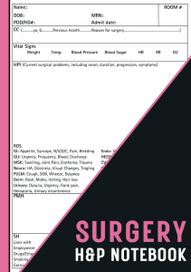 EBOOK Surgery HP Notebook with 4 Day SOAP Medical History Physical Exam Template for 