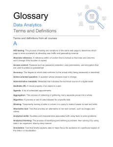 Data Analytics Glossary: Terms and Definitions